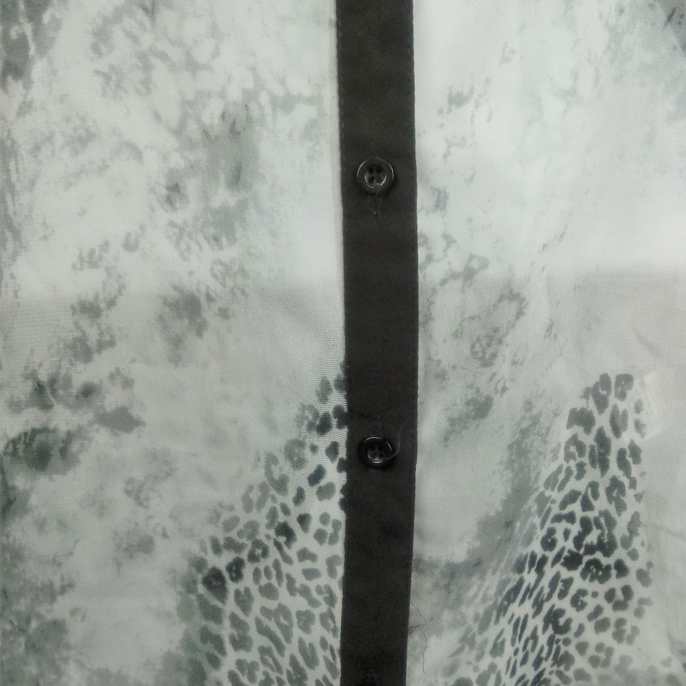 Vanity Sheer Leopard Print Button Down Blouse - image 3